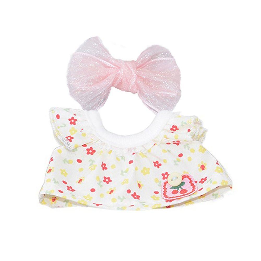 Bowknot Flower Doll Dress Set Multicolor Mini Headwear Dress Suit Cotton Stuffed Dolls