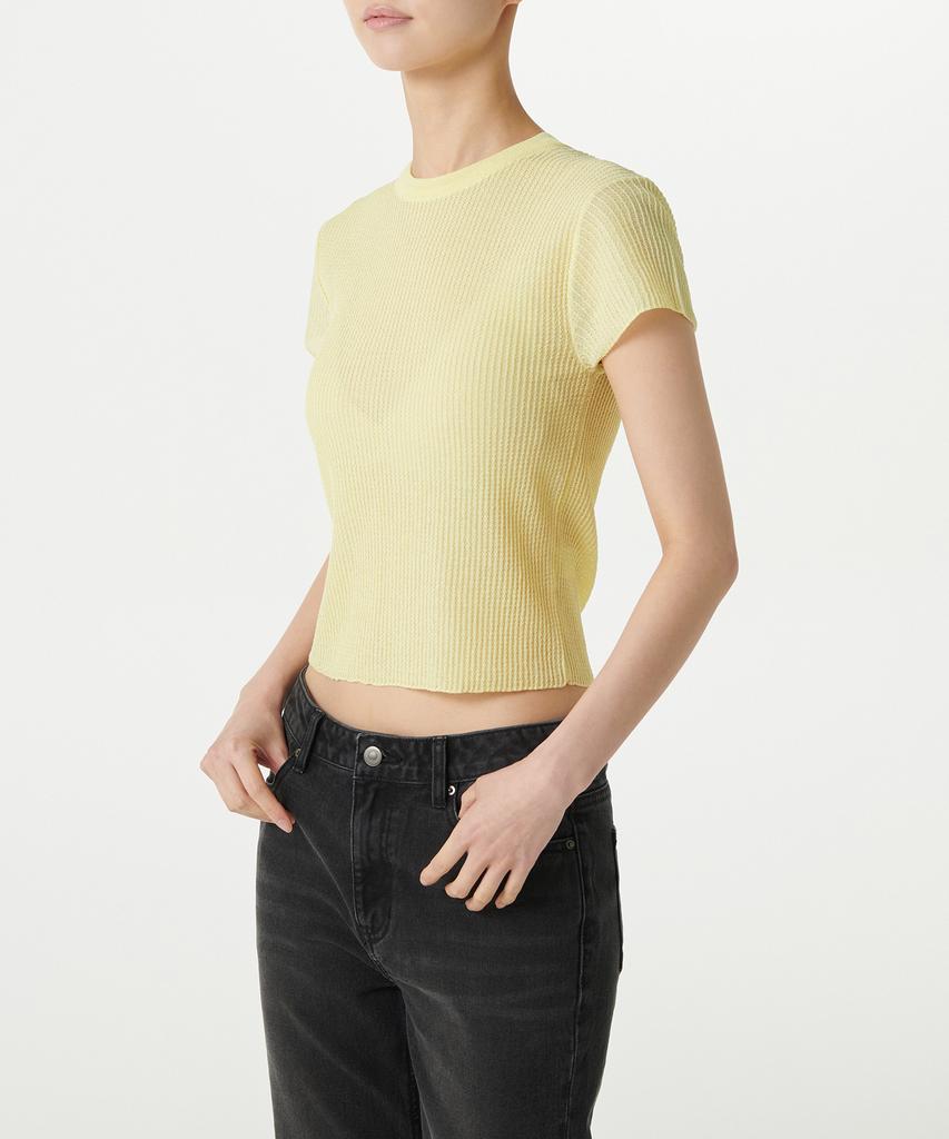 MUSINSA STANDARD WOMAN Women'S Sheer Textured Crew Neck Short Sleeve Knit [Lemon]