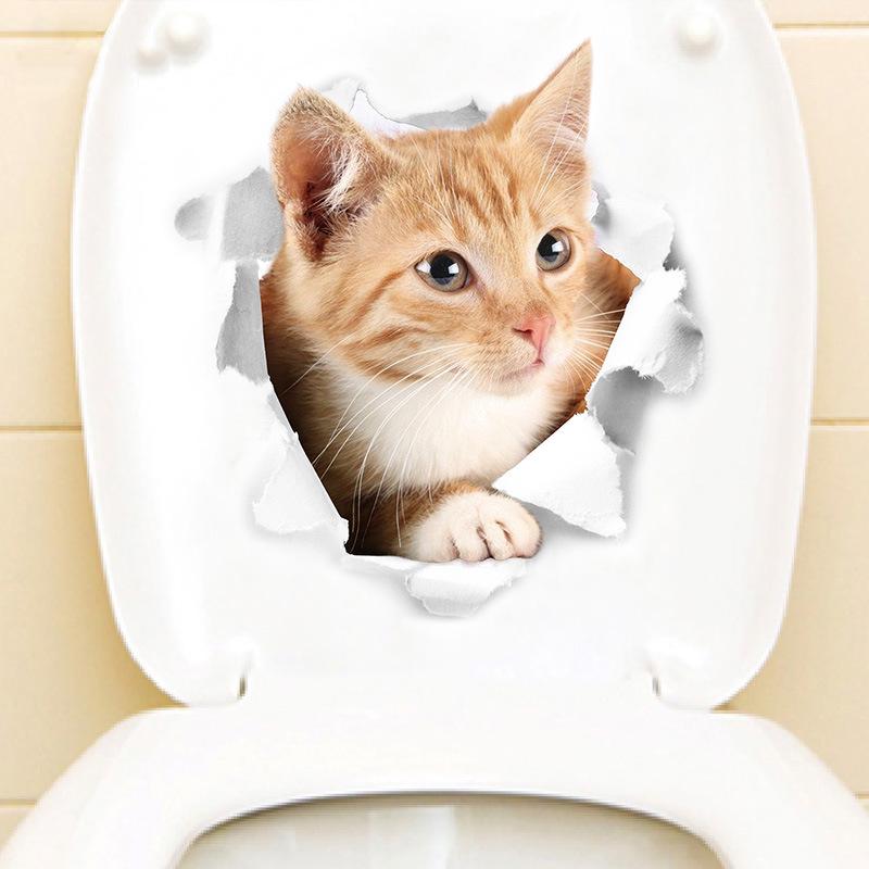 Fanxi Cute Cat Wall Sticker for Bathroom