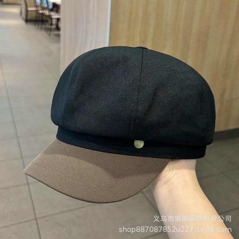 Spring and Autumn New Gold Buckle Octagonal Hat Children's Outdoor Face Painter Newsboy Hat Sunshade Sunscreen Hat