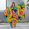 Geometric Print Throw Blanket - Abstract Colorful Sofa Bed Blanket Decorative Throw Cushion Cover for Living Room Bedroom