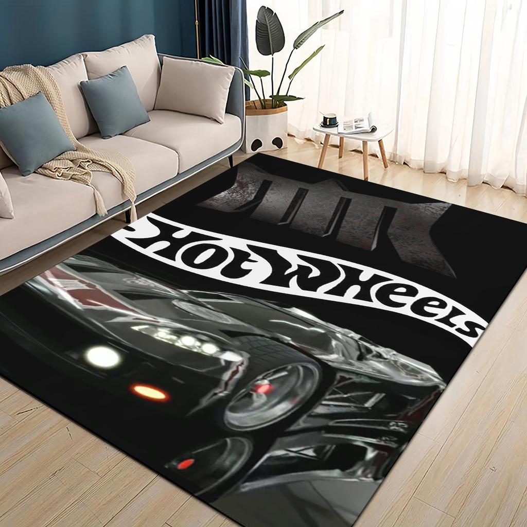 3D Hot W-Wheels Monster Závodní Auto Plocha Koberec, Koberec pro Obývací Pokoj Dětský Pokoj Pohovka Rohožka Dekorace, Protiskluzová Podlahová Rohož