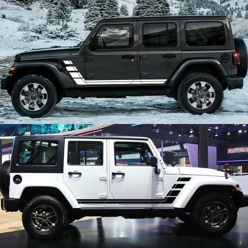 Car Stripe Sticker Hockey Style Sport Graphics Off Road Decor Vinyl Decal Accessories For Jeep Wrangler JL Rubicon 4x4 2018-2025