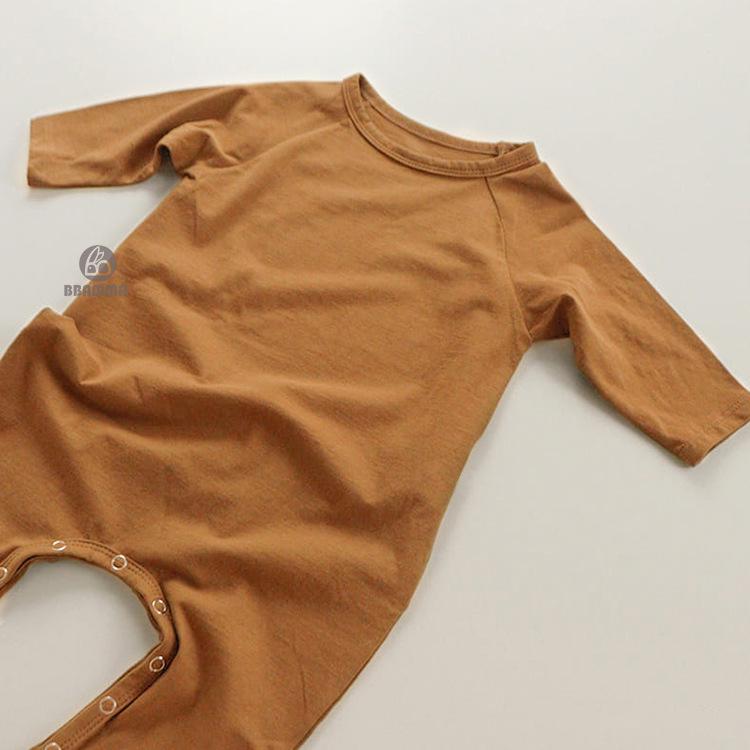2025 Autumn Korean Baby Solid Color Long Sleeve Bodysuit Romper with Newborn Diaper Cover