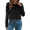 Women's Velvet Puff Long Sleeve Round Neck Pullover Color Casual Top