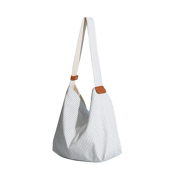 Striped Adjust Shoulder Bag - Ivory