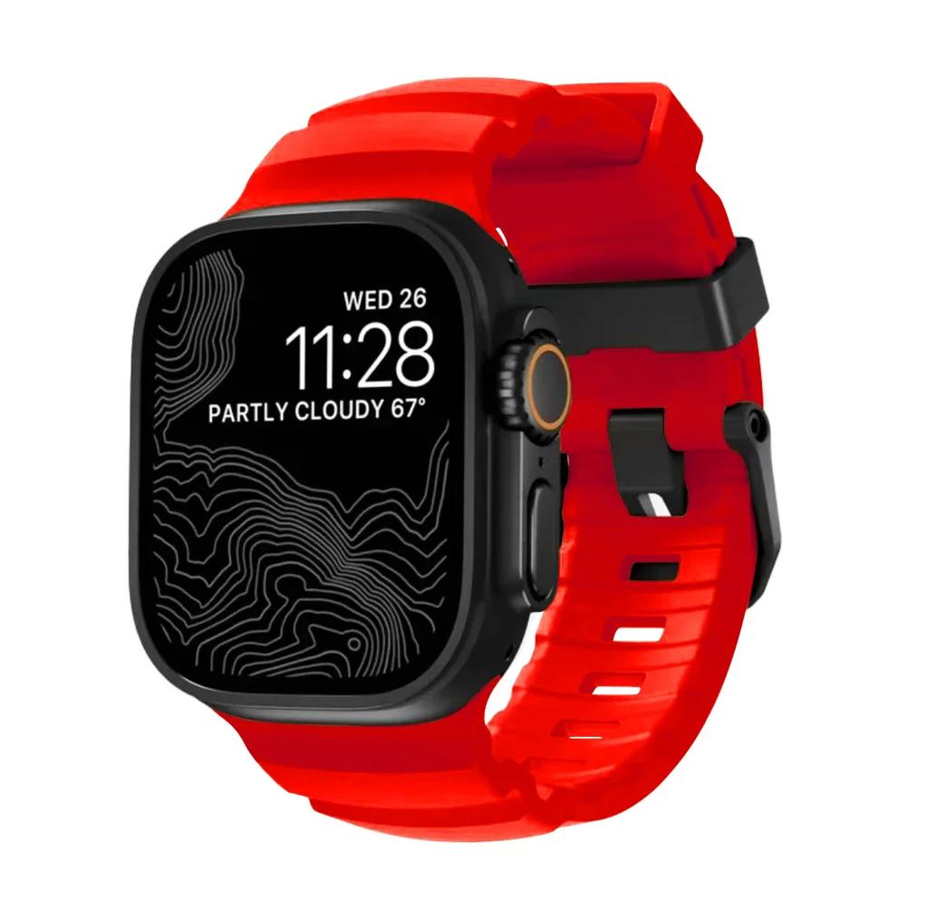 Szilikon szíj Apple Ultra 3 2 1 49MM-hez Sport szíj Iwatch Series 11 10 9 8 SE 3 46mm 45MM 41MM 44MM 42MM-hez Légáteresztő szíj