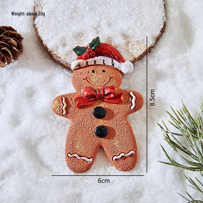 Retro Gingerbread Man Christmas Tree Ornaments: Cute Resin Refrigerator Magnets