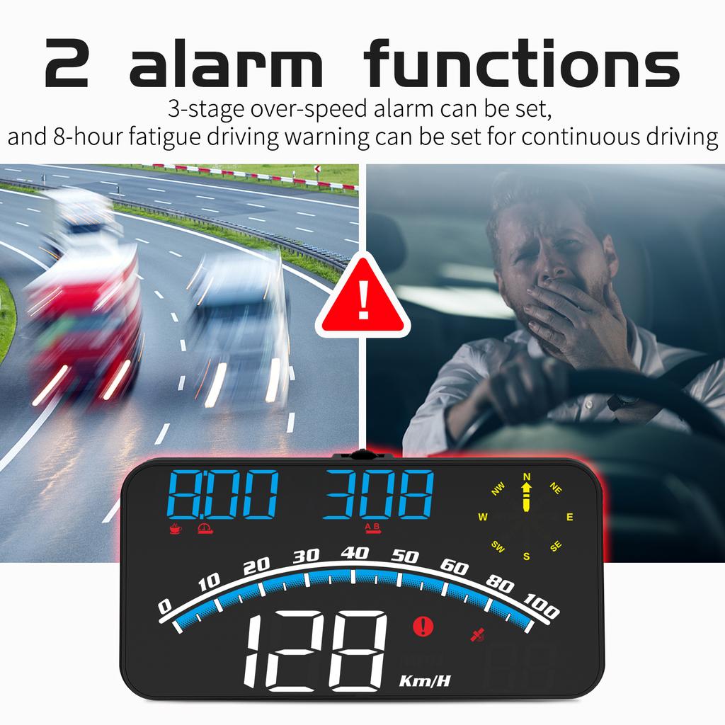 GEYIREN GPS Auto HUD Anzeige Digitaler Tacho Head-Up Display Intelligenter Geschwindigkeitsüberschreitungs-Alarm Erinnerungsanzeige Für Alle Autos Anzeige MPH