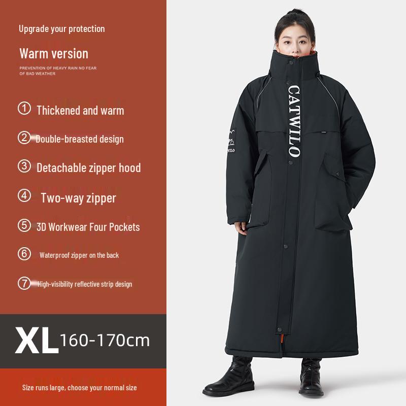 Electric Vehicle Winter Windshield Fleece-Lined Warm Coat for Bicycles & Motorcycles - Cold Weather Windproof Gear