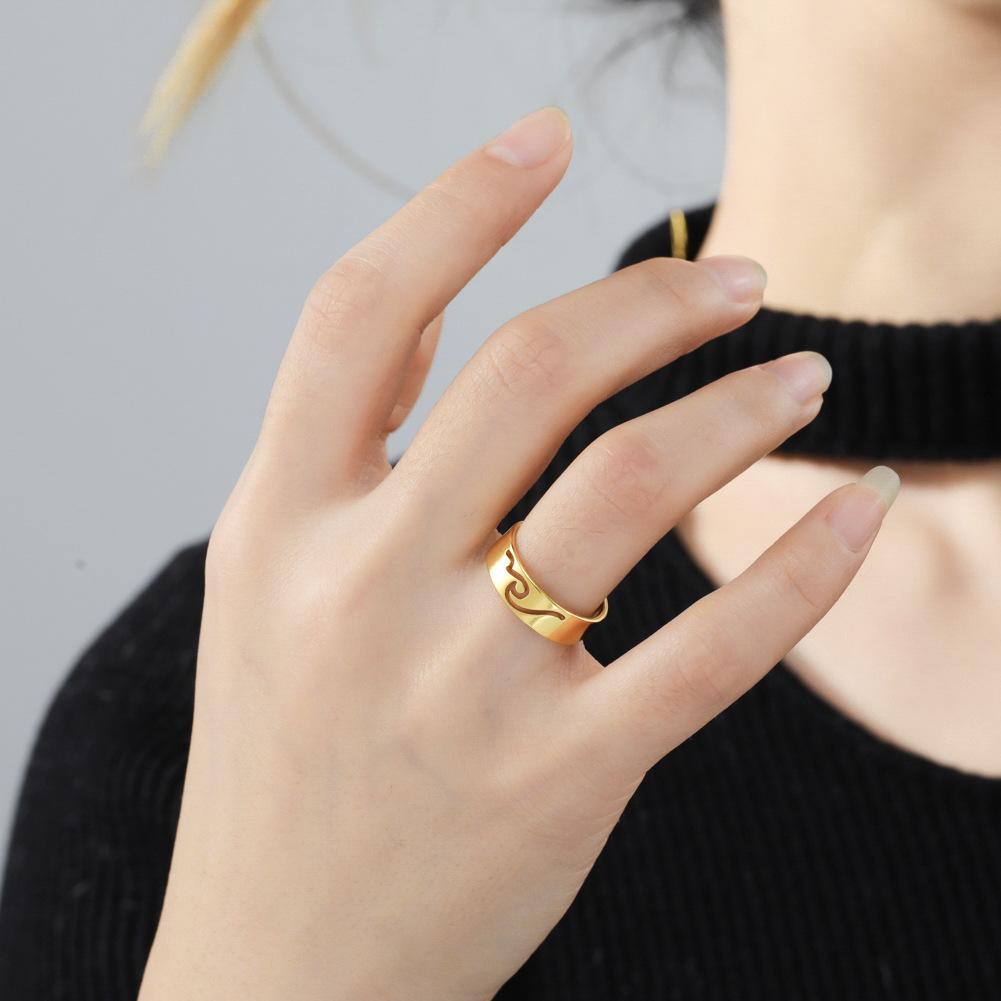 Lover Titanium Steel Hollow Out Wave Rings Jewelry