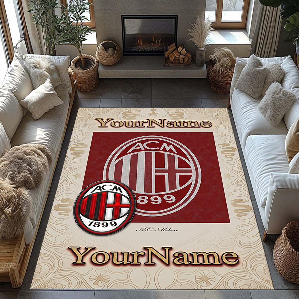Ac Milan Customized Name Area Rug Design for Entryway Bedrooms Foyer Balcony Anti-slip Rug Decorate Offices Gift for Festivals