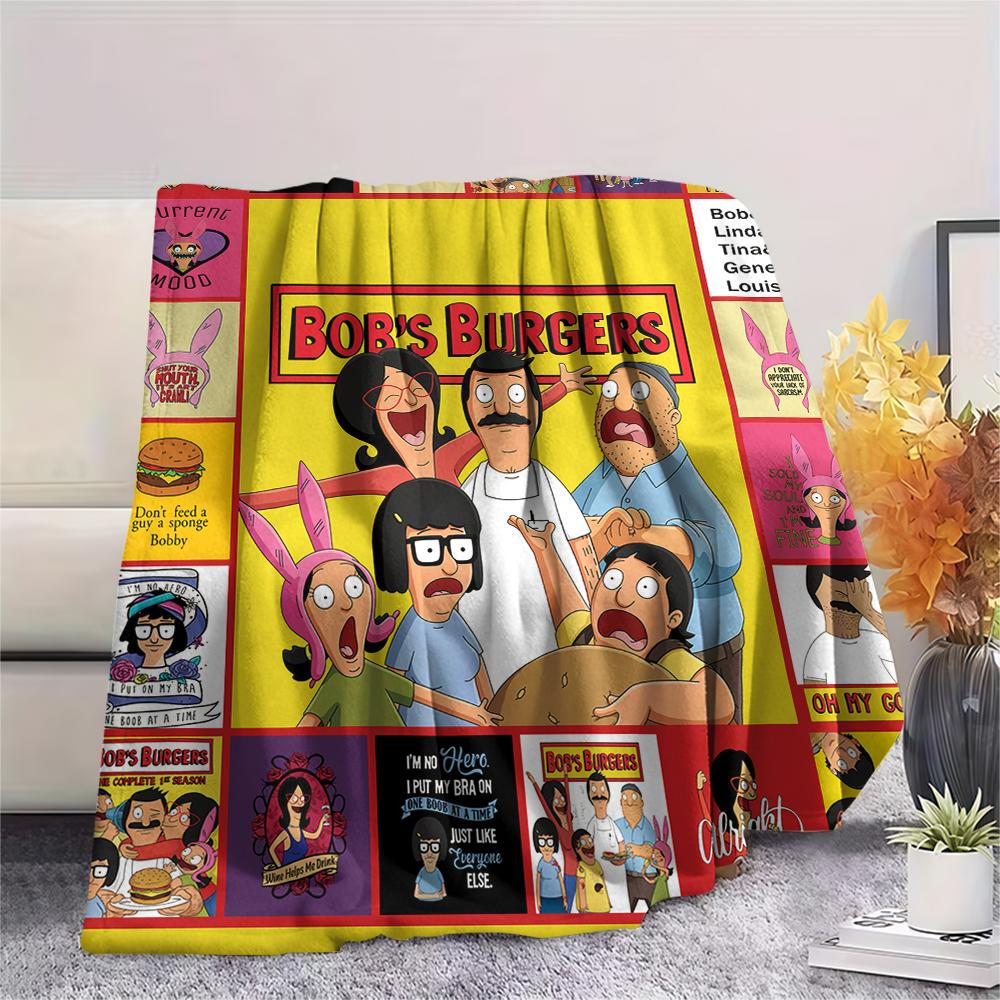 1Pc the Simpsons Print Flannel Blanket, High quality Comfortable for All Seasons, Home Decor, Warmth and Comfort, Perfect for Gifts