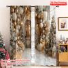 2pcs 2D Flat Printing Christmas Window Drapes White House Versatile 100% Polyester Without Electricity Holiday Decorations for