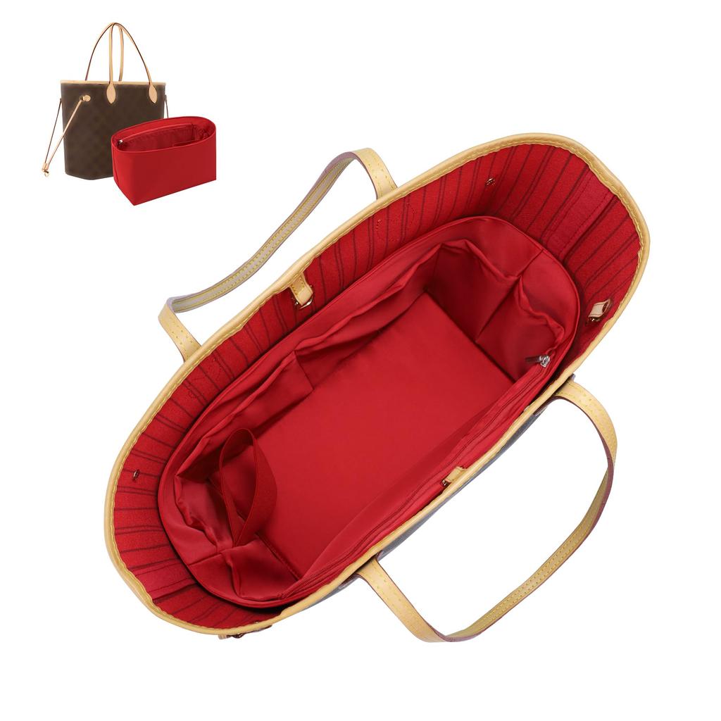 ArcDiary Tasche in Tasche mit Boden und Reißverschluss, Leicht, Großes Fassungsvermögen, Wasserdichte Satin-Nylon-Innentasche, Geeignet für allgemeine Luxustaschen,