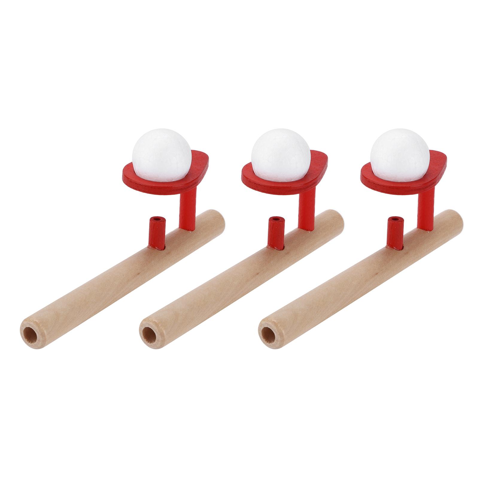 

3 Pcs Floating Blow Pipe Balls Hand Polished All Wooden Educational Toys for Children