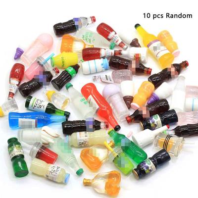 Mini boissons, modèles alimentaires miniatures, accessoires pour maison de poupée, 10 pièces/ensemble(Motifs Livraison Aléatoire)