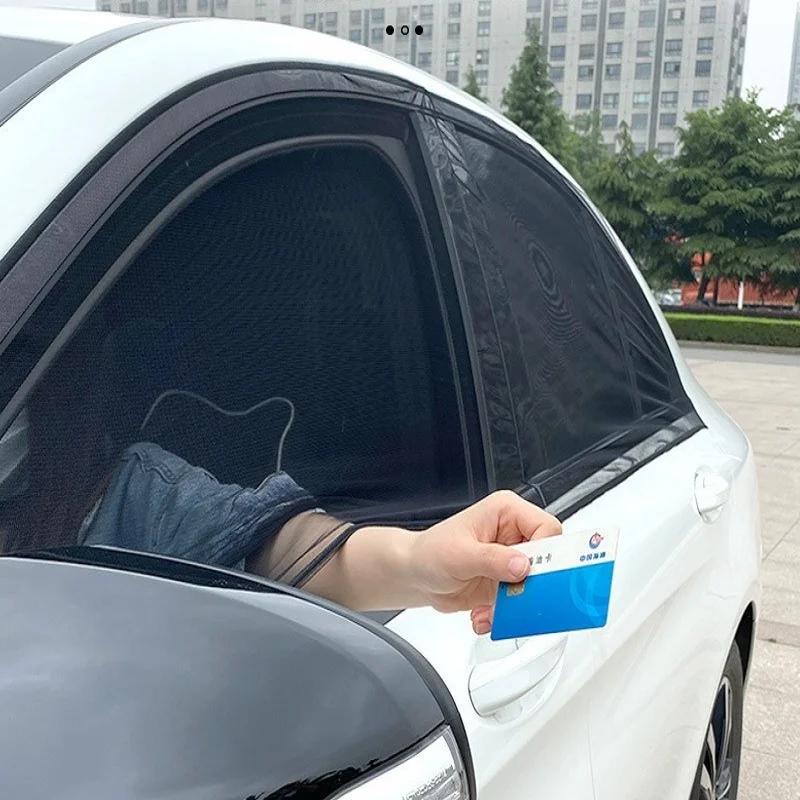 1-4Pcs Car Window Screen Door Covers SUV Sunshade Anti-mosquito Insect Ventilation Breathable Shading Cooling Car Screen Window