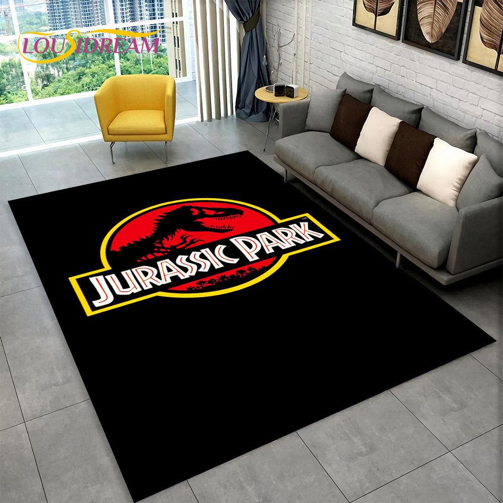 3D Cartoon Jurassic Park Dinosaur Area Rug Large,Carpet Rug for Living Room Bedroom Sofa Doormat Decor,Child Non-slip Floor Mat