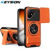 KEYSION Magnetic Phone Case for TECNO Pova 8 Pro 5G Slide Camera Protection Upright Kickstand 360° Ring Shockproof Back Cover