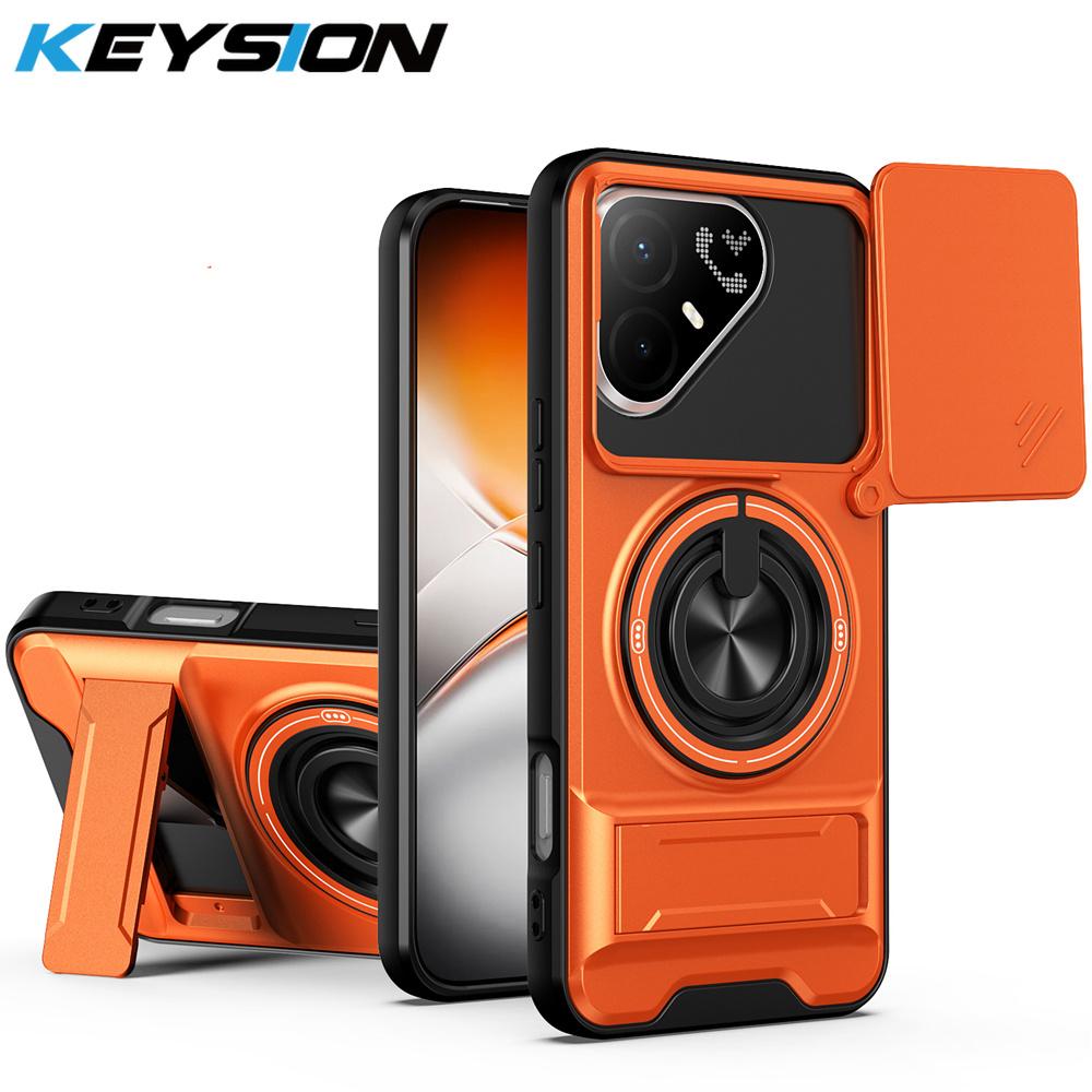 KEYSION Magnetic Phone Case for TECNO Pova 8 Pro 5G Slide Camera Protection Upright Kickstand 360° Ring Shockproof Back Cover