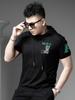 European Style High-End Men's Short-Sleeve T-Shirt 2025 Summer New Trendy Bear Print Hooded Half-Sleeve Sweatshirt
