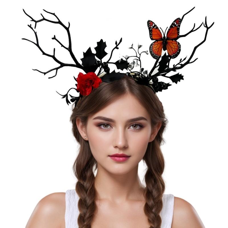 Lovely Flower Tree Branch Hair Hoop Women Girl Photography Makeup Headband for Christmas Halloween Party Headpieces