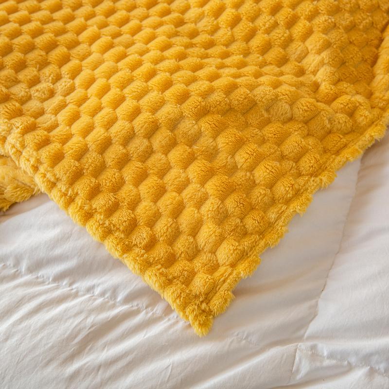 New Yellow Plaid Solid Blanket Soft Warm Fluffy Throw Blanket Sofa Cover Milk Velvet Bedspread Bed for Adults Home