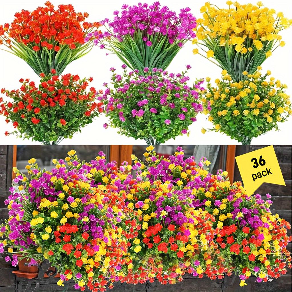 12/18/30/36 Stück Künstliche Blumen - UV-beständig, Mehrfarbig, Realistische Künstliche Blumen und Sträucher - Outdoor Fenster Veranda Dekoration