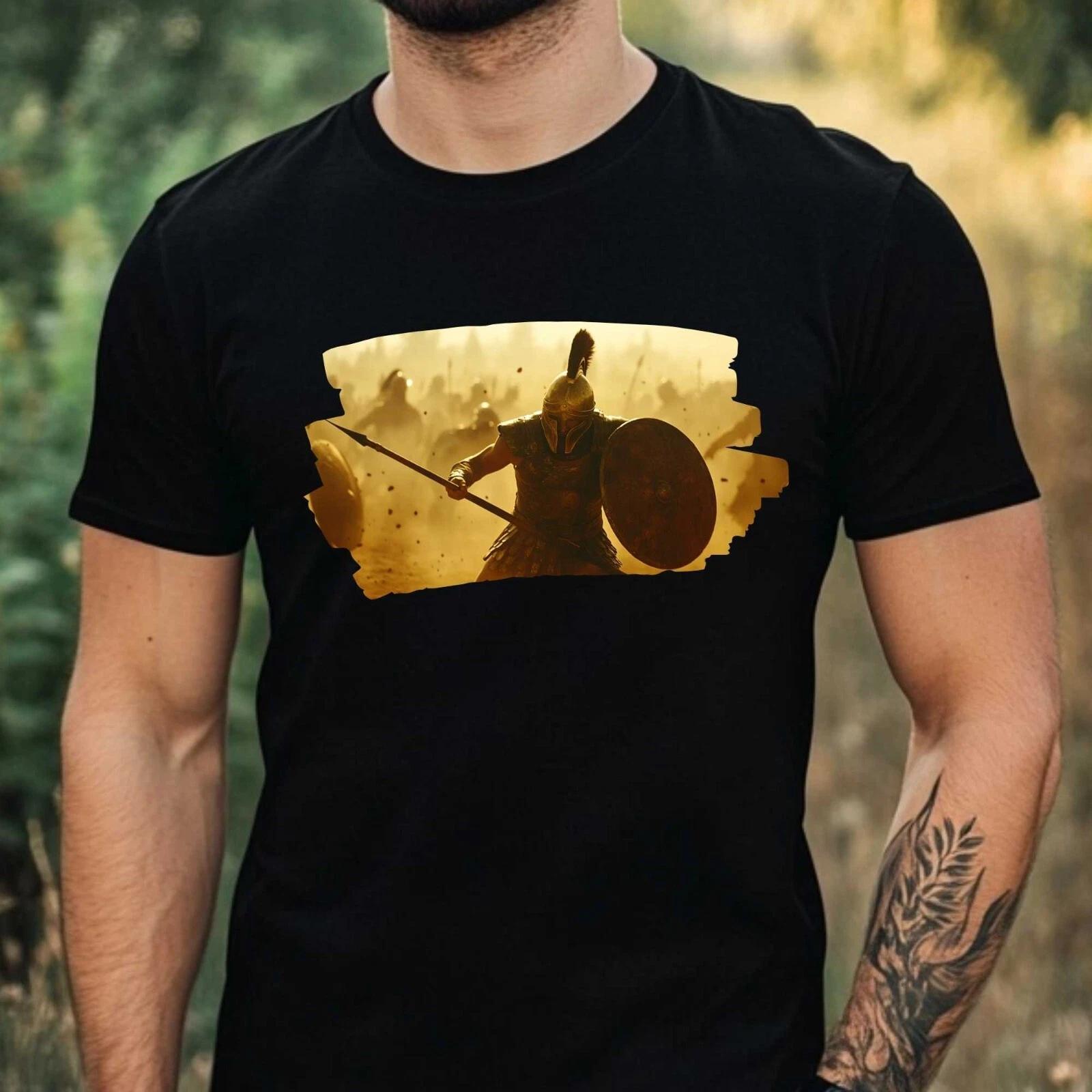 T-Shirt Herren Spartanischer Krieger Motiv Baumwolle Größe XS bis 5XL S