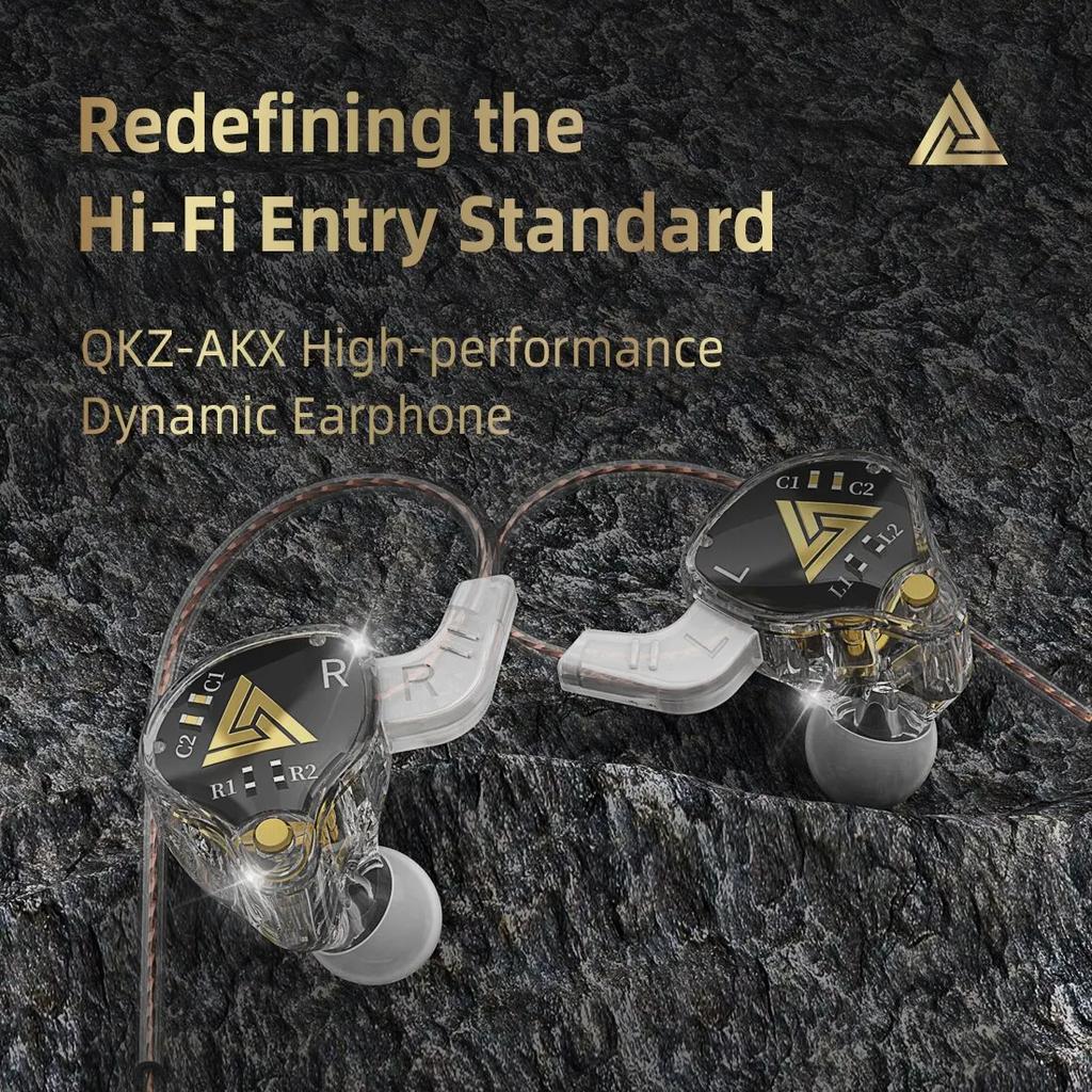 QKZ AKX 3.5mm In-ear Wired Earphones Dynamic HIFI Bass Earbuds Monitor Headphone Sport Noise reduction Headset With Mic Stereo