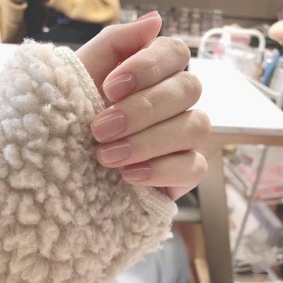 Summer Fresh Short Square Round Solid Color Bright Oil Ice Transparent Nude Color Wear Manicure Fake Nail Patch