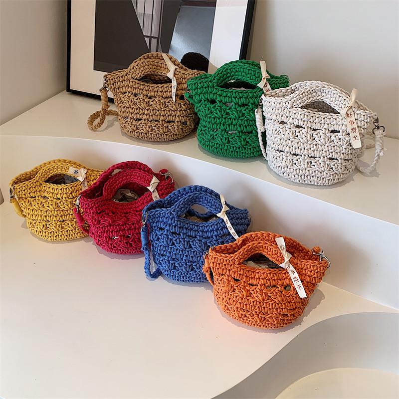 Stylish Knitted Kids Tote Bag Mini Hollow Design Unisex Crossbody For Toddlers
