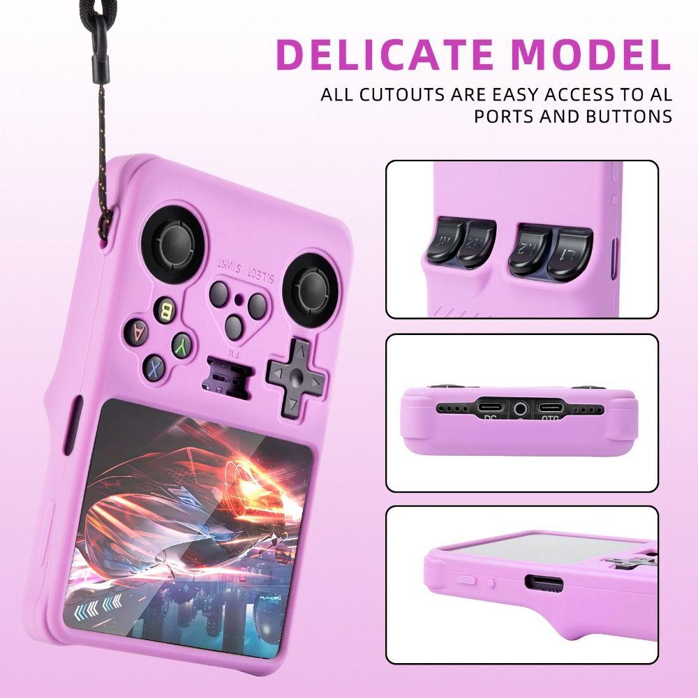 Dustproof Protective Case with Lanyard Sleeve Shell Soft Game Console Cover for R36S Accessories