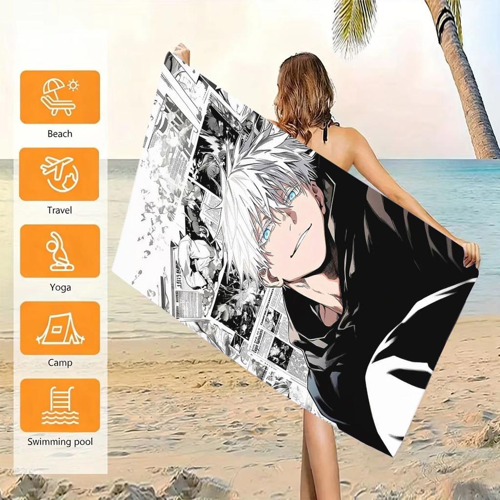 Jujutsu Kaisen Gojo Satoru Telo da Spiaggia Anime Microfibra Asciugatura Rapida Morbido Delicato sulla Pelle Asciugamano Sportivo per Palestra Accessori da Spiaggia alla Moda