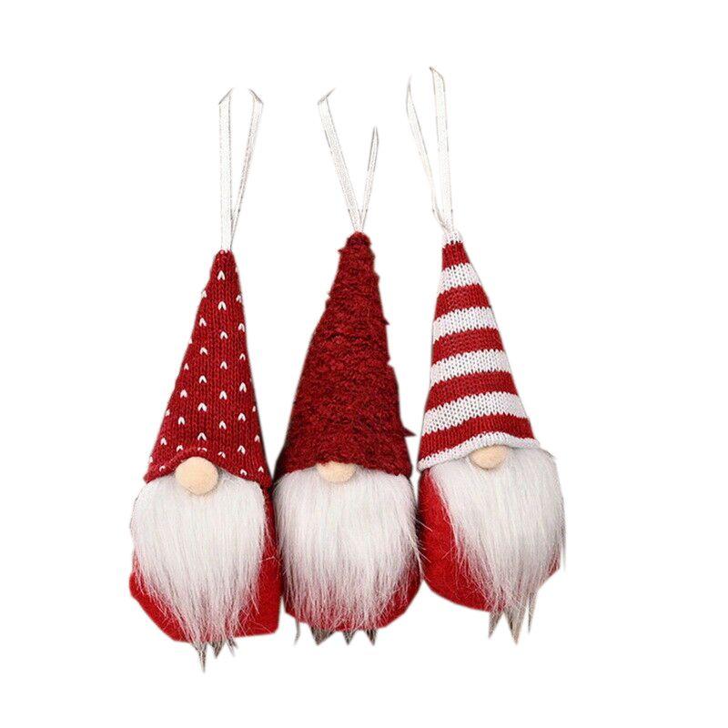 Tree 3x Christmas Hanging Gnome Plush Gonk Santa Doll Pendants Decoration Xmas