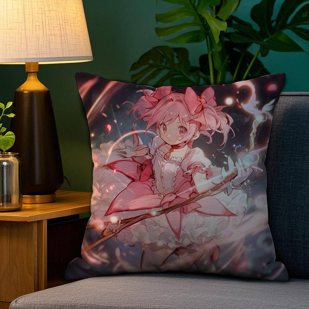 

Anime M-Madoka M-Magica Pillow Case Plush Fabric Soft Double Sided Print Sofa Cushion Cover Throw Pillow Covers 12x12Inch
