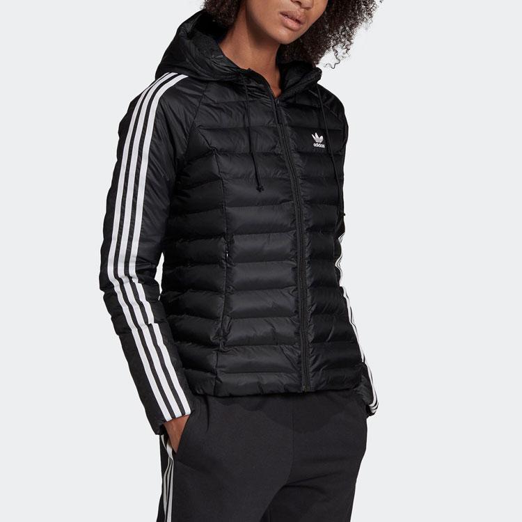 adidas Originals Warm Hooded Sports Jacket, Women Casual Black Outerwear ED4784