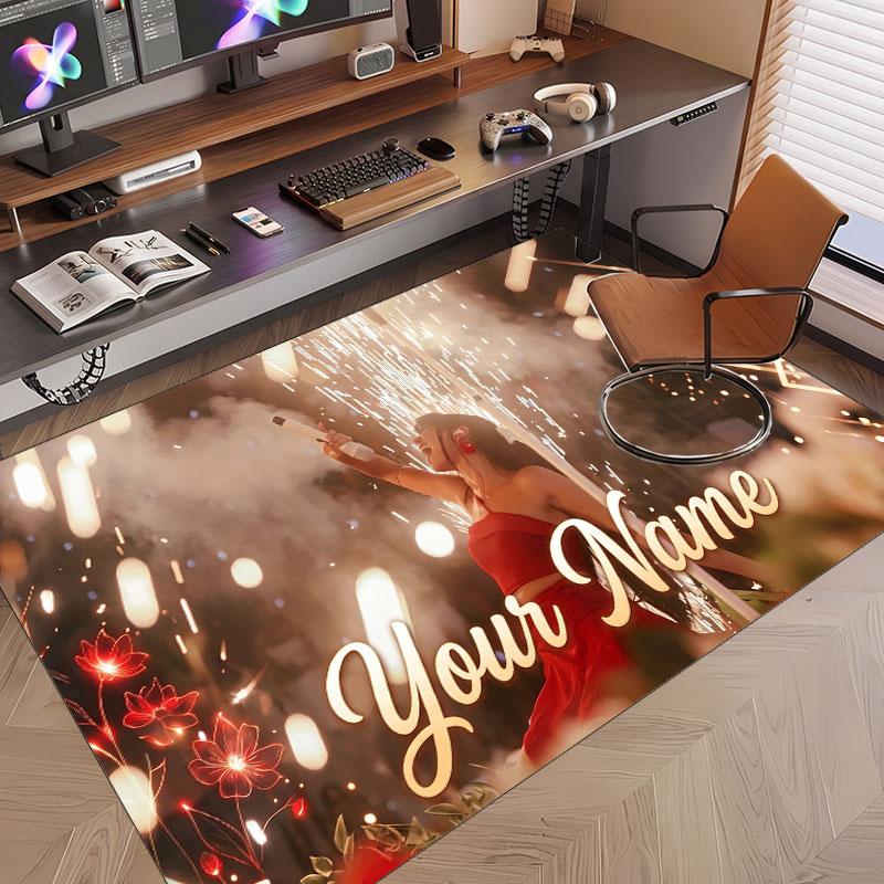 Custom Name Crystal Velvet Rug,Ayliva Comfortable Anti Slip Floor Mat For Room Decoration
