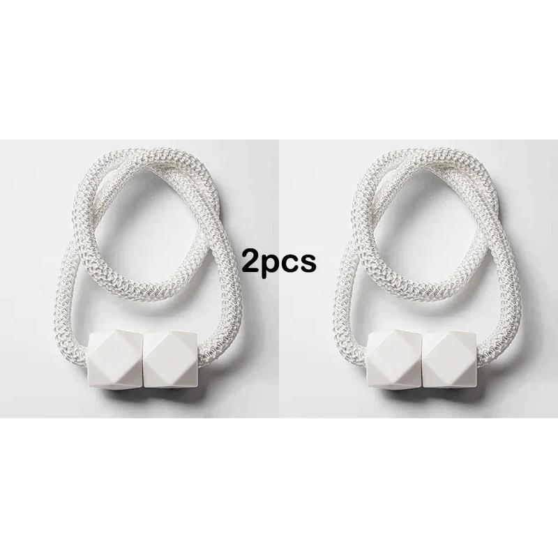 

1 Pair Curtain Tiebacks with Strong Magnet Thick Rope Design Bedroom Living Room Kitchen Durable Plastic Home Decor Accessory белый
