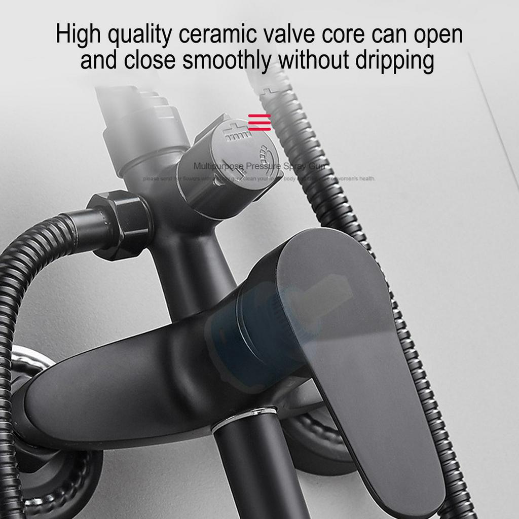 Brass Shower Set Multifunctional Thermostatic Shower Frosted Bathroom Faucets Bath Mixer Shower System Black