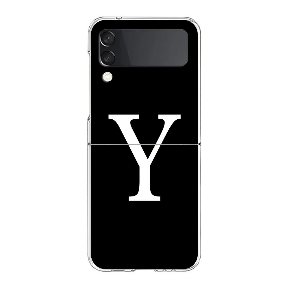 Phone Case For Samsung Galaxy Z Flip 3 4 5 Hard Folding PC Bumper Initial Letter A Z Fashion For Samsung Z Flip 6 Cover