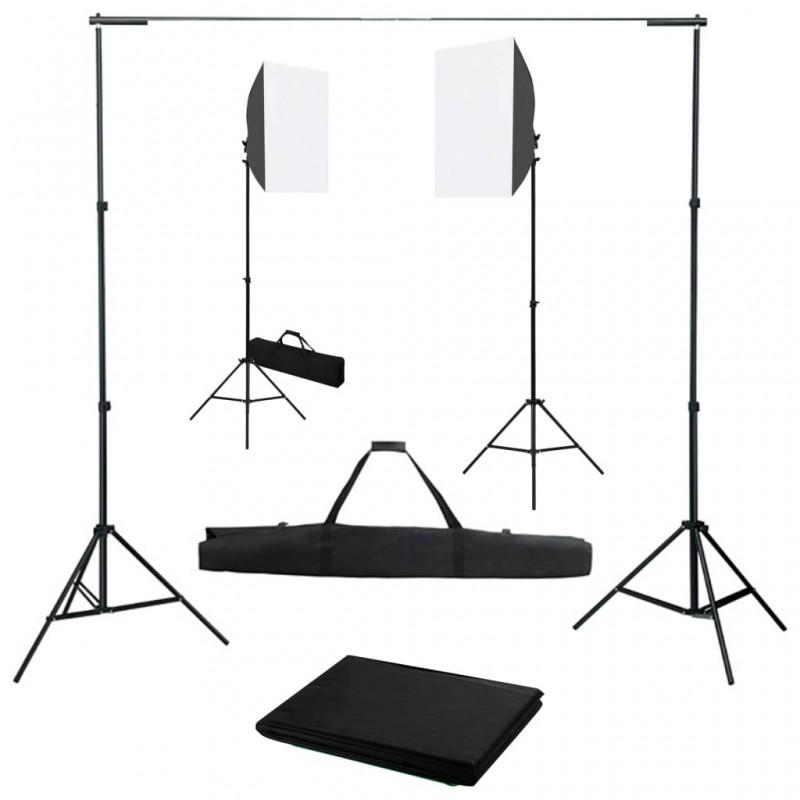 Día y Noche - Día y Noche Kit de estudio fotográfico con luces softbox y fondo