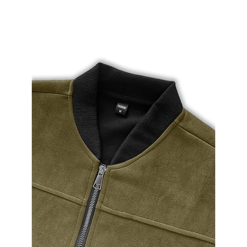 Men S Vintage Streetwear Suede Bomber Jacket Casual Outerwear