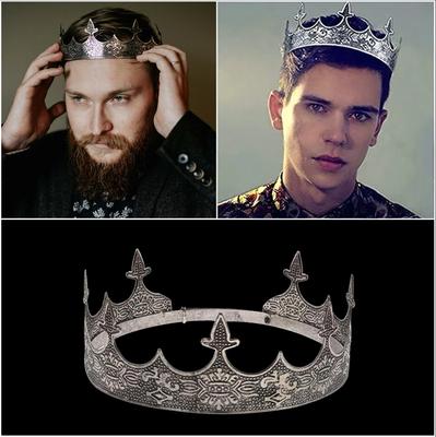 Barok Vintage Metalen Cirkel Tiara Koninklijke Koningin Koning Kroon mannen koningin haaraccessoires tiara performance tiara unisex prins kroon