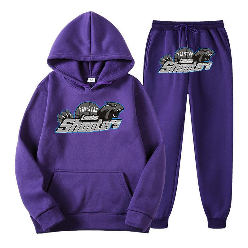 Printed Sportswear Men's Two-piece Loose Hooded Sweatshirt Set