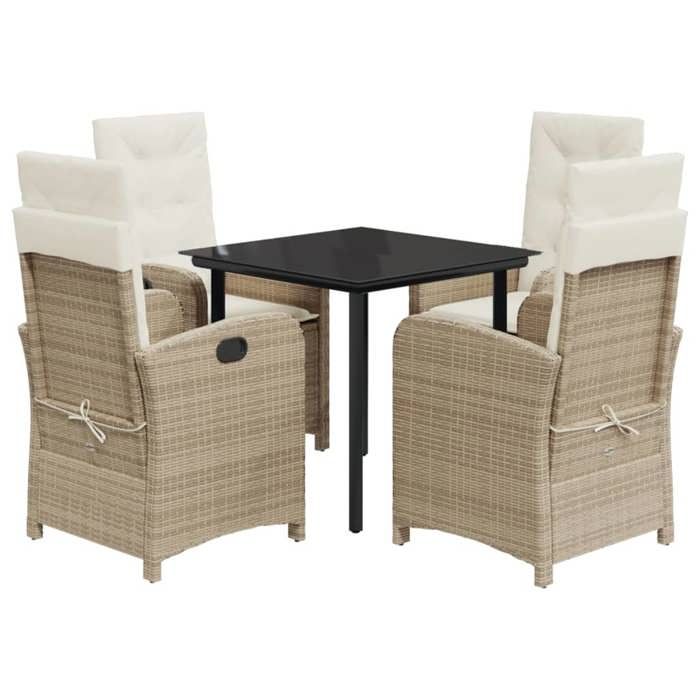 VidaXL Ensemble à Manger de Jardin avec Coussins 5 pcs, Table et Chaises avec Dossier Réglable, Meubles d'Extérieur Patio 3212381