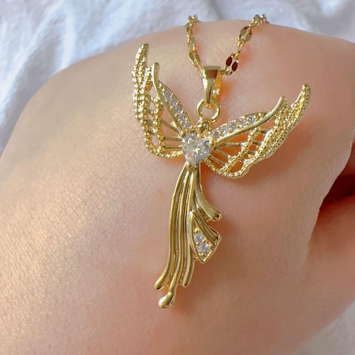 

Подвеска в виде крыла ангела, модная цепочка из титановой стали в европейском стиле Necklace with chain