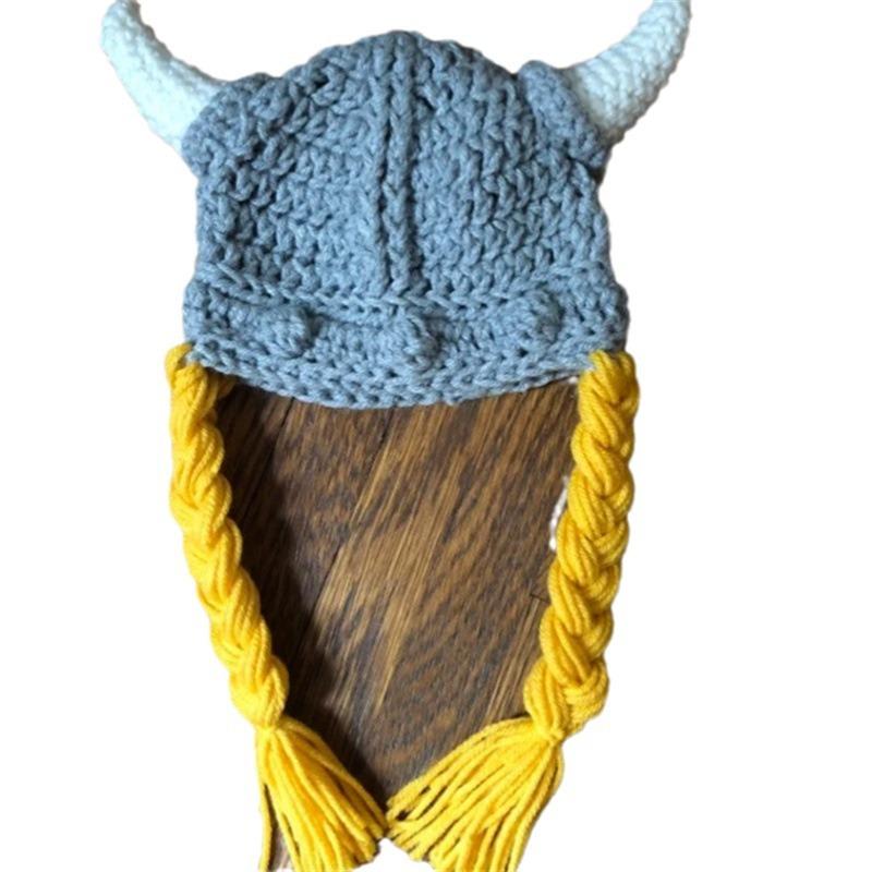 Ny stil handgjord virkad färgblockerad björnöron fashionabel personlig vuxen pullovermössa