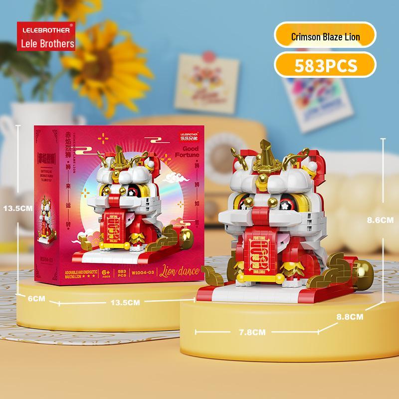 Новогодние Мини-Кирпичики Guochao Пробуждающийся Лев, Совместимые с LEGO: Образовательная и ориентированная на здоровье игрушка для детей